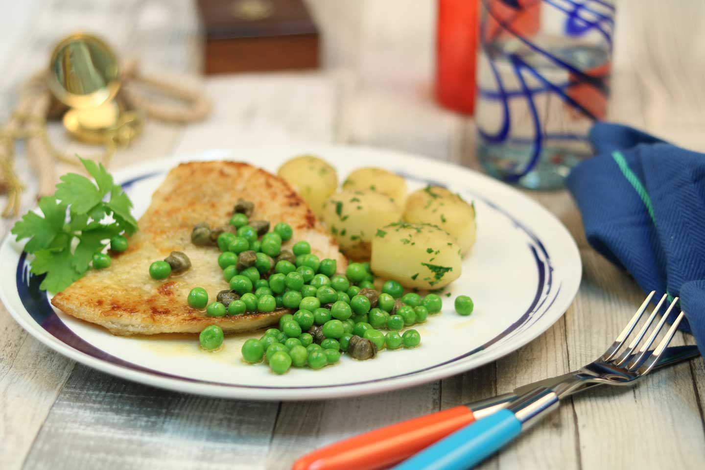  Grilled Skate with Peas