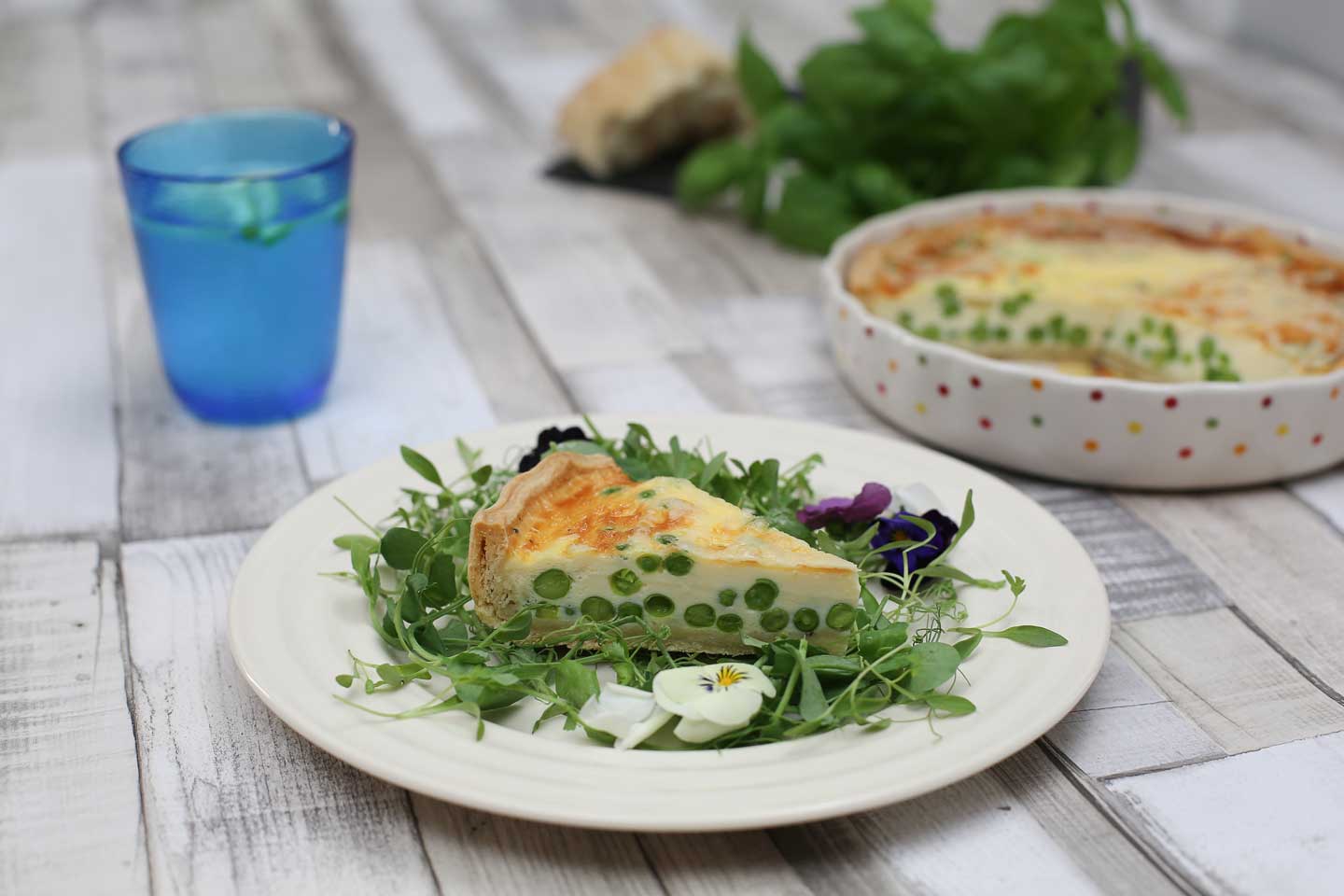 Pea Quiche with Cheese Pastry and Savoury Egg Custard