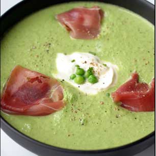 Pea Vichyssoise With Prosciutto