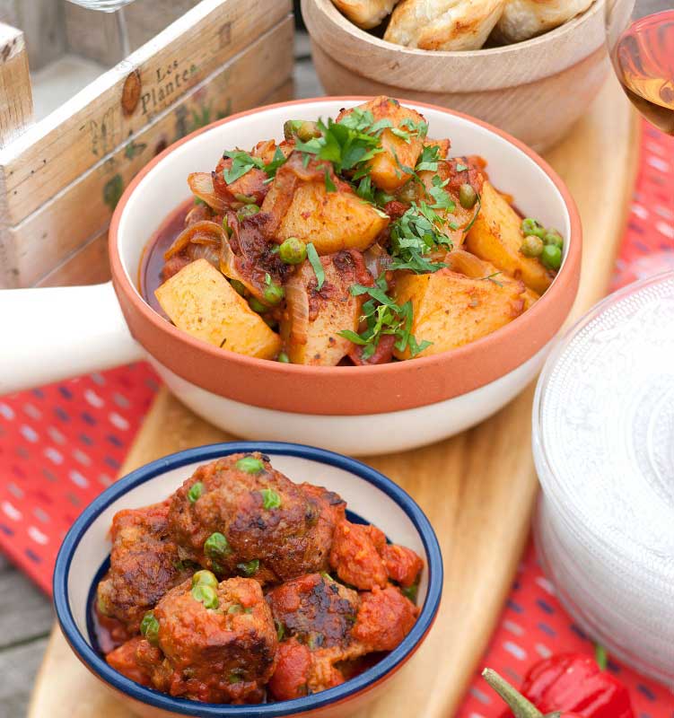 Spanish Potatoes with Chorizo and Peas