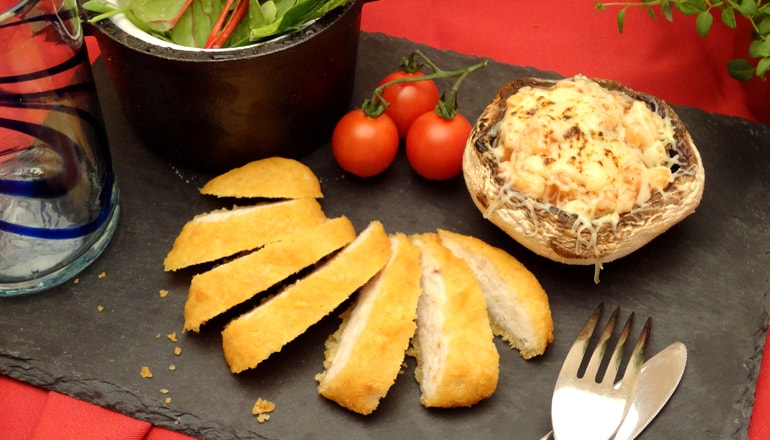 Crispy Chicken and Cheesy Stuffed Mushrooms