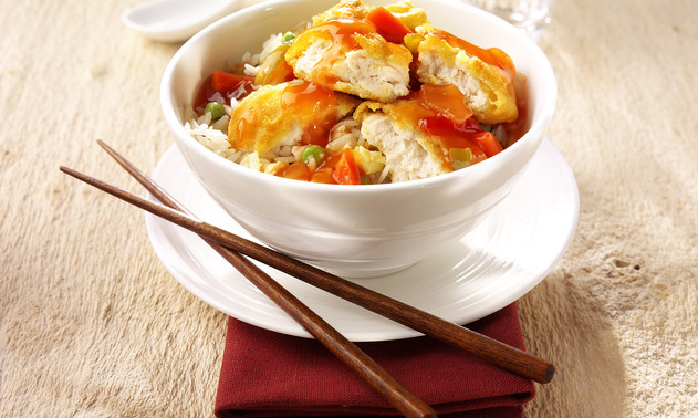 Sweet and Sour Crispy Chicken with Rice