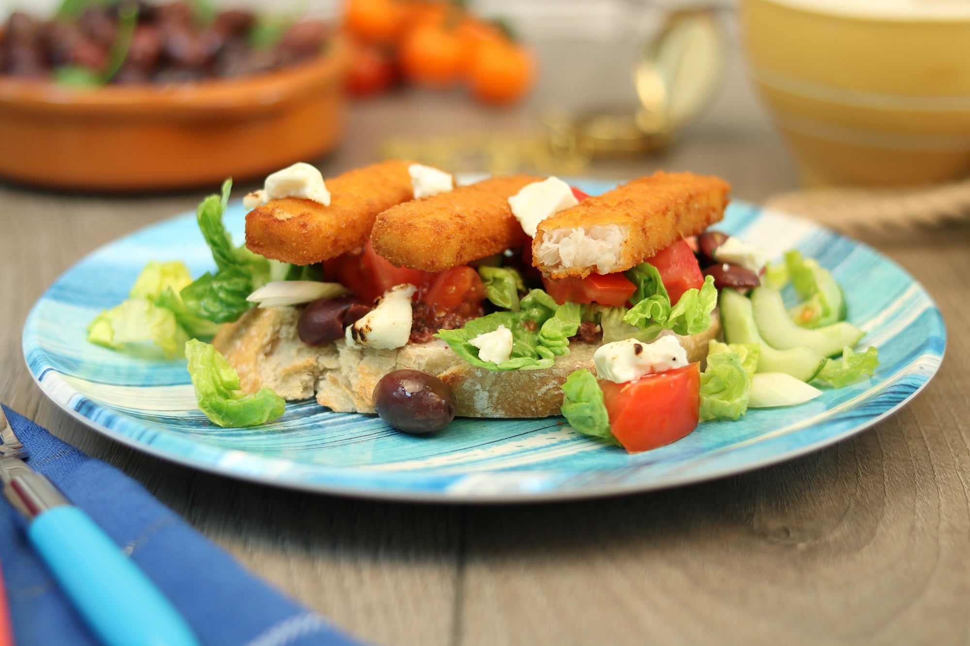 Greek Fish Finger Sandwich
