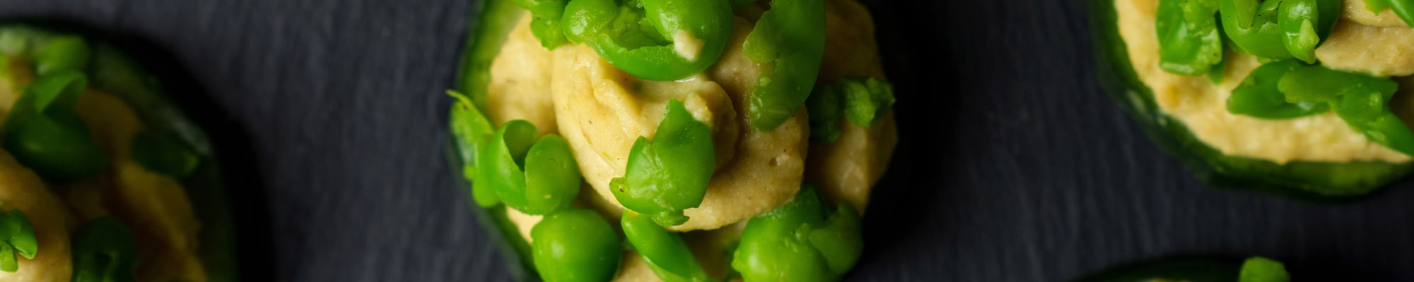Pea Houmous on Cucumber