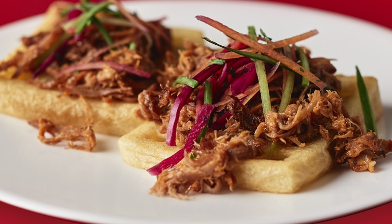 Pulled Pork topped Waffles