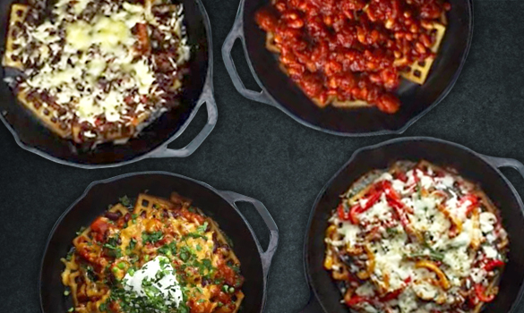 Loaded Potato Waffles (With 4 Different Combos!)