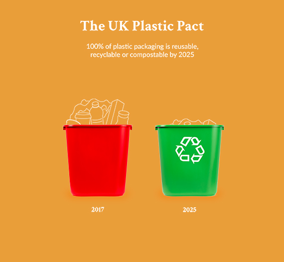 The UK plastic pact. 100% plastic packaging to be reusable or recyclable by 2015. Birds Eye UK plastic reduction.
